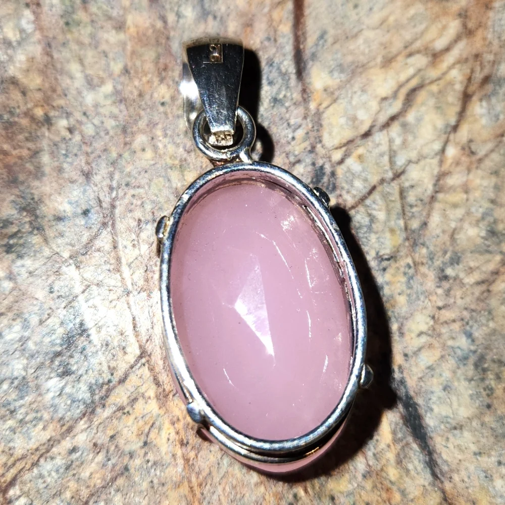 Pink Chalcedony & Sterling Silver Pendant